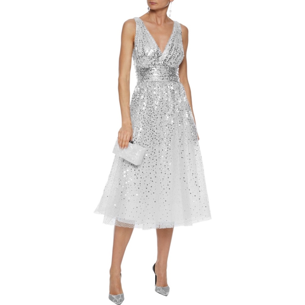 Marchesa Notte Degrade sequin gown tea length - Picture 8 of 14